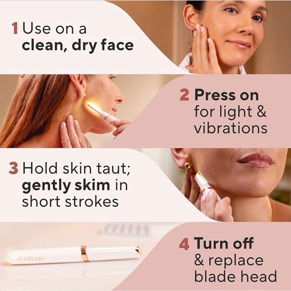 Finishing Touch Flawless Dermaplane Glo Sonic with 6 Replacement Blades - New - Picture 9 of 11